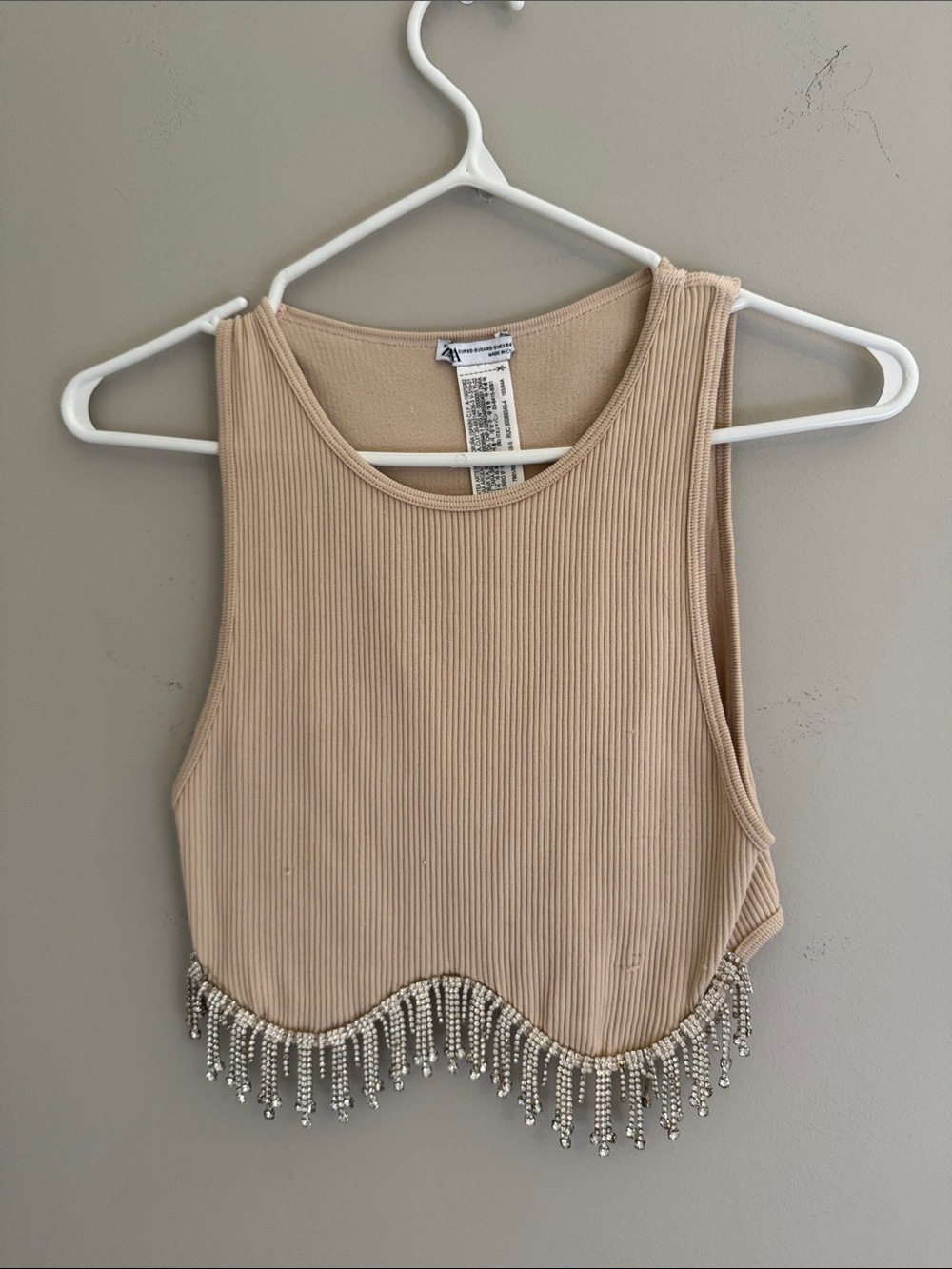 ZARA BEADED FRINGE CROP TOP